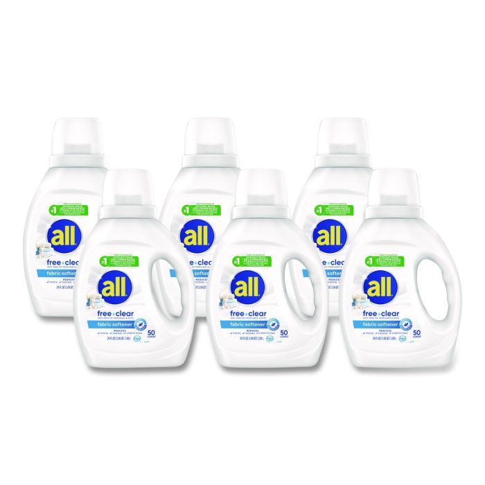 15109349 Free Clear Liquid Fabric Softener, Fragrance-Free, 34 oz Bottle, 6/Carton - Image 1
