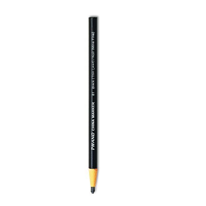 30109 China Marker, Thin Core, 0.37" x 7", Black, Dozen - Image 1