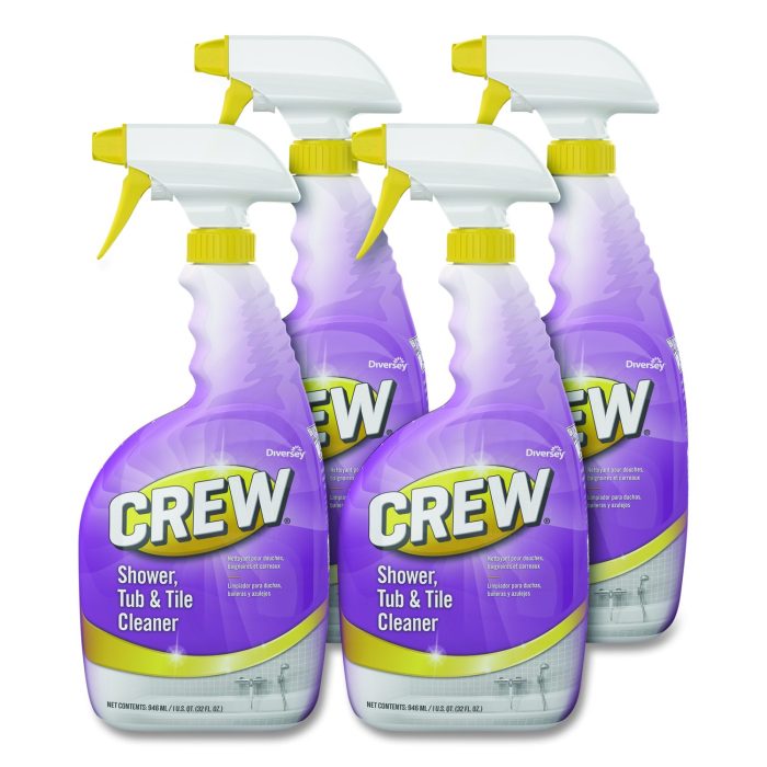 708702 Crew Shower, Tub and Tile Cleaner, Fresh Clean Scent, Liquid, 32 oz Bottle, 4/Carton - Image 1