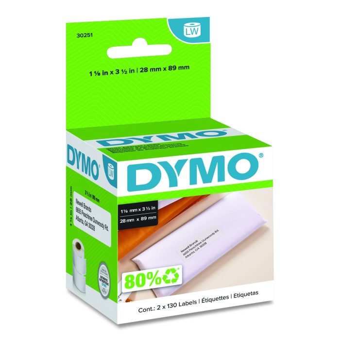 721228 Labelwriter Address Labels, 1.12" X 3.5", White, 130 Labels/roll, 2 Rolls/pack - Image 1