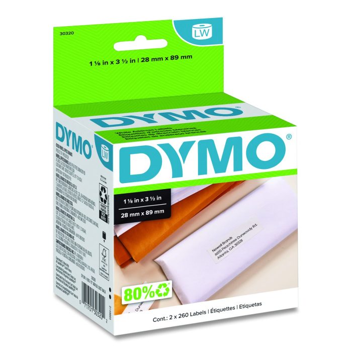 721220 LabelWriter Address Labels, 1.12 x 3.5, White, 260 Labels/Roll, 2 Rolls/Pack - Image 1