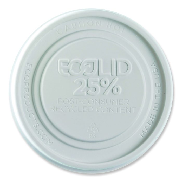 848042 Evolution World EcoLid 25% Recycled Food Container Lid, Fits 12 to 32 oz Containers, White, Plastic, 500/Carton - Image 1