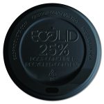 EcoLid 25% Recycled Content Hot Cup Lid, Fits 10 oz to 20 oz Hot Cups, Plastic, Black, 100/Pack, 10 Packs/Carton