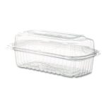 Renewable and Compostable Clear Clamshell Hinged Food Containers, 9 x 6 x 3, Plastic, 80/Pack, 3 Packs/Carton