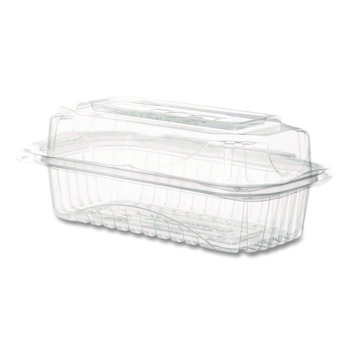15008802 Renewable and Compostable Clear Clamshell Hinged Food Containers, 9 x 6 x 3, Plastic, 80/Pack, 3 Packs/Carton - Image 1