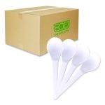 Plantware Compostable Soup Spoon, Heavyweight, Plastic, White, 50/Pack, 20 Packs/Carton