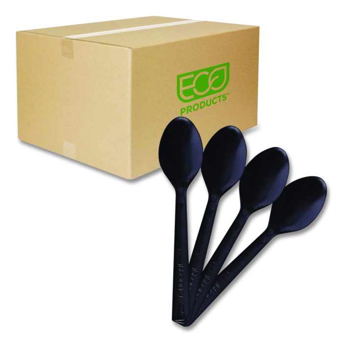 15073827 100% Recycled Content Cutlery, Spoon, Plastic, Black, 50/Pack, 20 Pack/Carton - Image 1