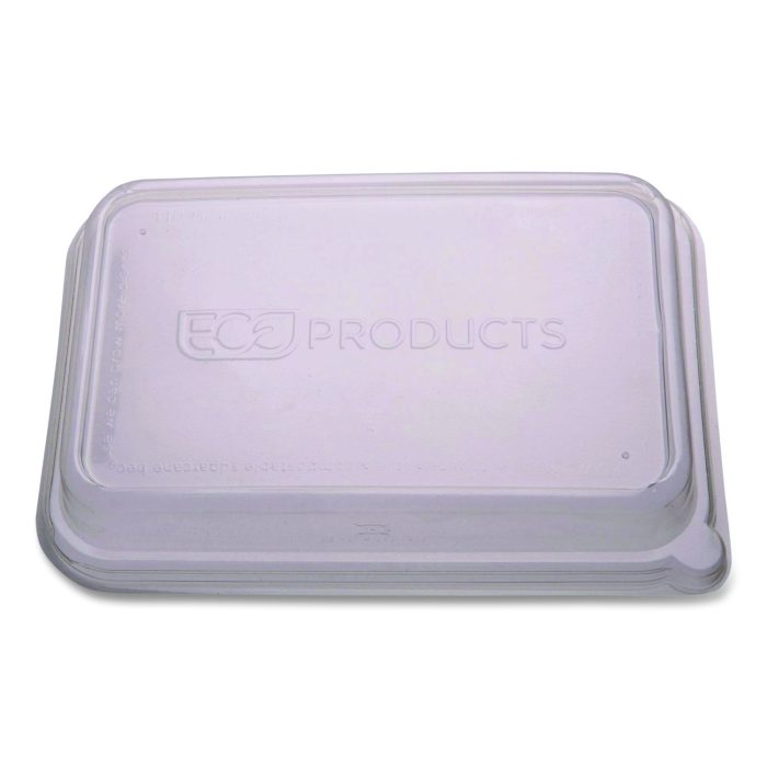 15008890 WorldView RPET Rectangular Lids, 5.84 x 8.76 x 1.37, Clear, Plastic, 50/Pack, 8 Packs/Carton - Image 1