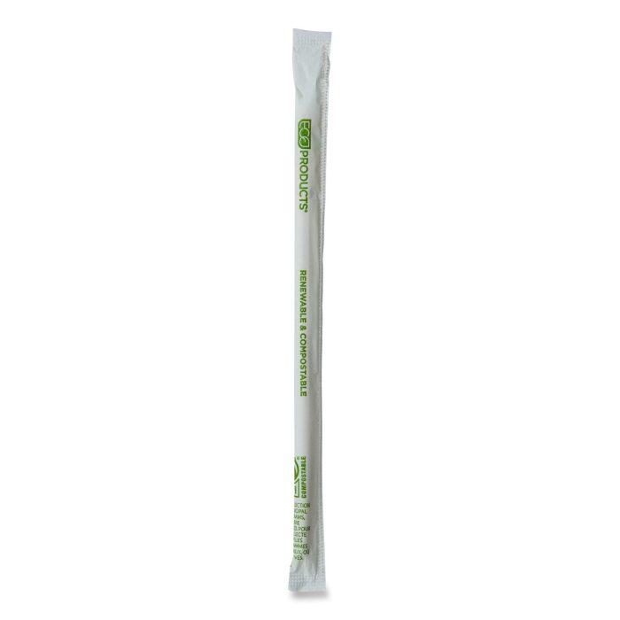 876099 Renewable and Compostable PHA Straws, 10.25", Natural White, 1,250/Carton - Image 1