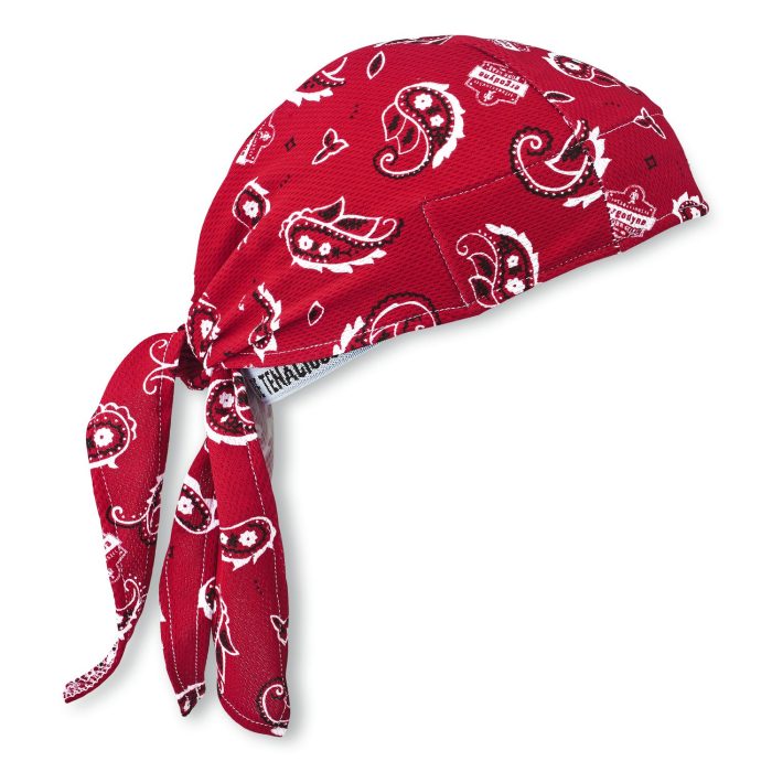 15096988 Chill-Its 6615 High-Performance Bandana Doo Rag with Terry Cloth Sweatband, One Size Fits Most, Red Western - Image 1