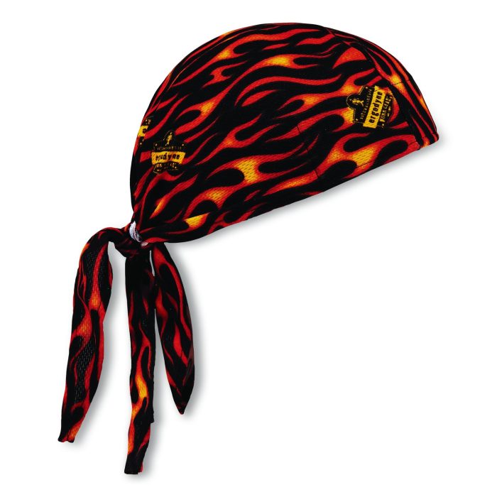 15097000 Chill-Its 6615 High-Performance Bandana Doo Rag with Terry Cloth Sweatband, One Size Fits Most, Flames - Image 1