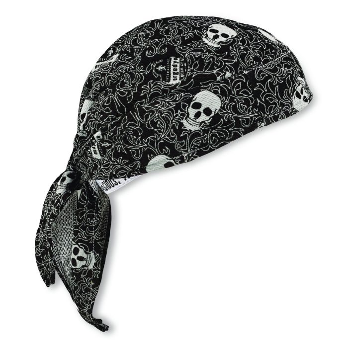 15097004 Chill-Its 6615 High-Performance Bandana Doo Rag with Terry Cloth Sweatband, One Size Fits Most, Skulls - Image 1