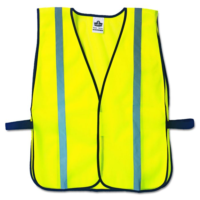 145777 GloWear 8020HL Safety Vest, Polyester Mesh, Hook Closure, One Size Fit All, Lime - Image 1