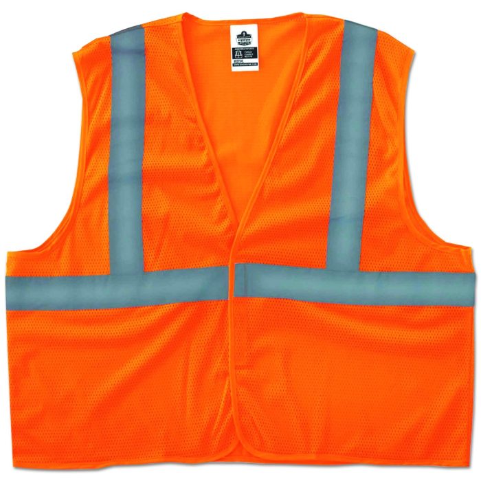 275747 GloWear 8205HL Type R Class 2 Super Econo Mesh Vest, Polyester Mesh, Small to Medium, Orange - Image 1