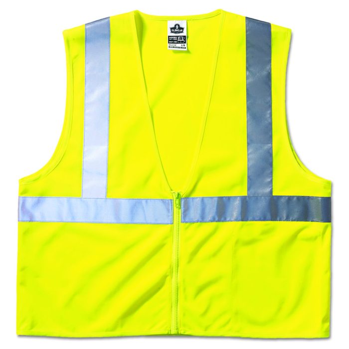 145685 GloWear 8210Z Class 2 Economy Vest, Polyester Mesh, Large to X-Large, Lime - Image 1