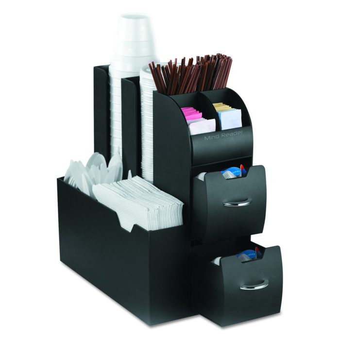 235421 Coffee Condiment Caddy Organizer, 10 Compartments, 5.4 x 11 x 12.6, Black - Image 1