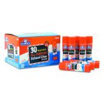 Washable School Glue Sticks, 0.24 Oz, Applies And Dries Clear, 30/box