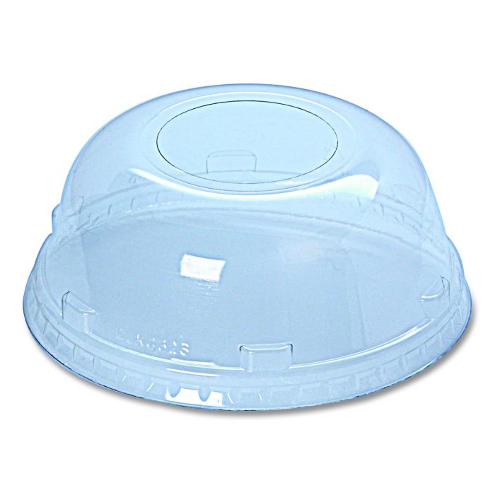 15008530 Kal-Clear/Nexclear Drink Cup Lids, Squat Dome Lid with 1.75" Hole, Fits 32 oz Cold Cups, Plastic, Clear, 500/Carton - Image 1