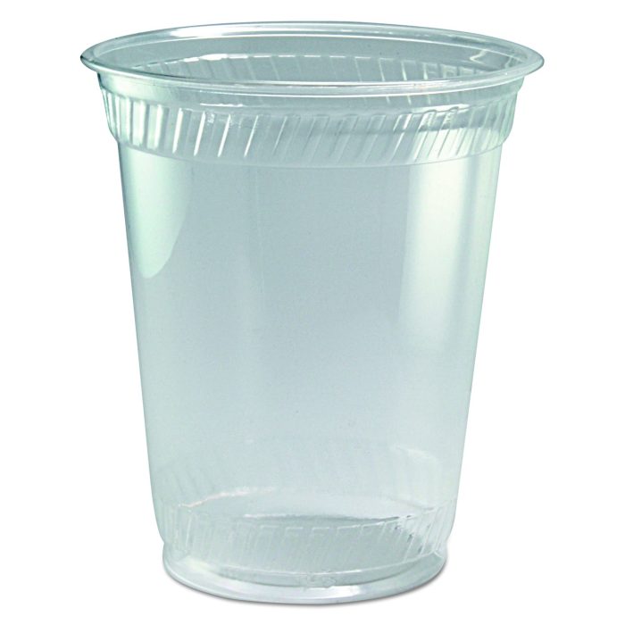 216275 Greenware Cold Drink Cups, Squat, 12 oz to 14 oz, Sugarcane, Clear, 1,000/Carton - Image 1