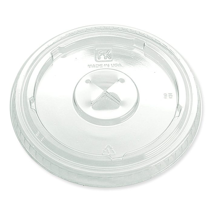 874889 Greenware Cold Drink Lids, X-Slot, Fits 12 oz to 20 oz Cold Cups, Plastic, Clear, 1,000/Carton - Image 1