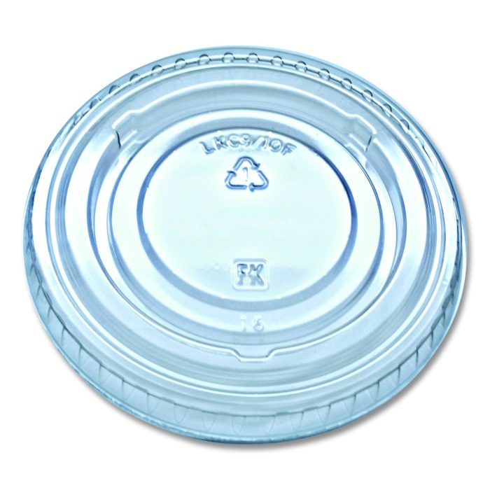 15008536 Kal-Clear/Nexclear Drink Cup Lids, Flat Lid with No Slot, Fits 9 oz to 10 oz Cold Cups, Plastic, Clear, 2,500/Carton - Image 1