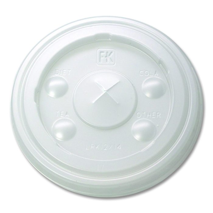 15011327 Kal-Clear/Nexclear Drink Cup Lids, Flat, X-Style Straw Slot, Fits 12 oz to 14 oz Cold Cups, Plastic, Translucent, 1,000/CT - Image 1