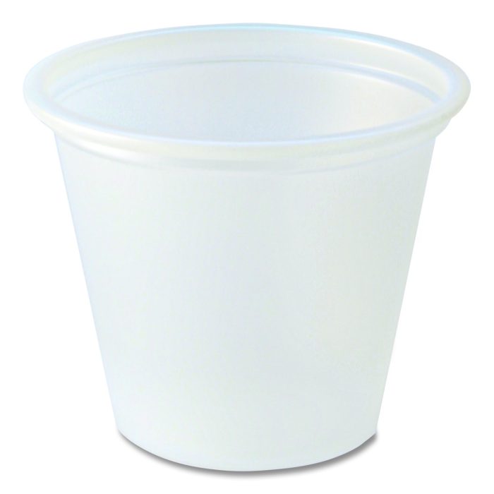 890911 Portion Cups, 1 oz, Plastic, Translucent, 250/Sleeve, 10 Sleeves/Carton - Image 1