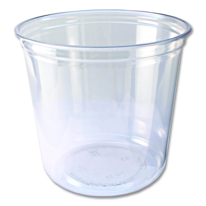 15035494 Recycleware Round Deli Container, 24 oz, 4.6" Diameter x 3.6" h, Clear, Plastic, 500/Carton - Image 1