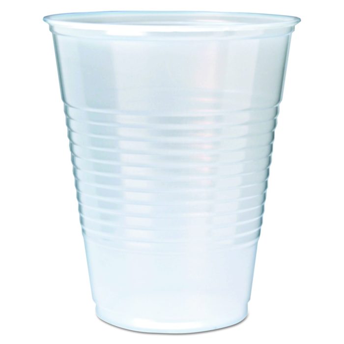 279301 RK Ribbed Cold Drink Cups, 12 oz, Plastic, Translucent, 50/Sleeve, 20 Sleeves/Carton - Image 1