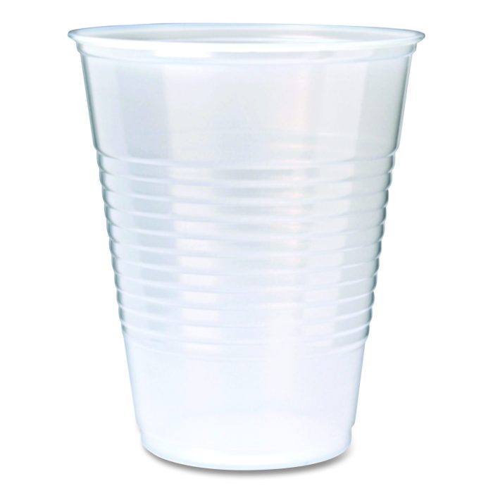 890927 RK Ribbed Cold Drink Cups, 9 oz, Plastic, Clear, 100/Sleeve, 25 Sleeves/Carton - Image 1