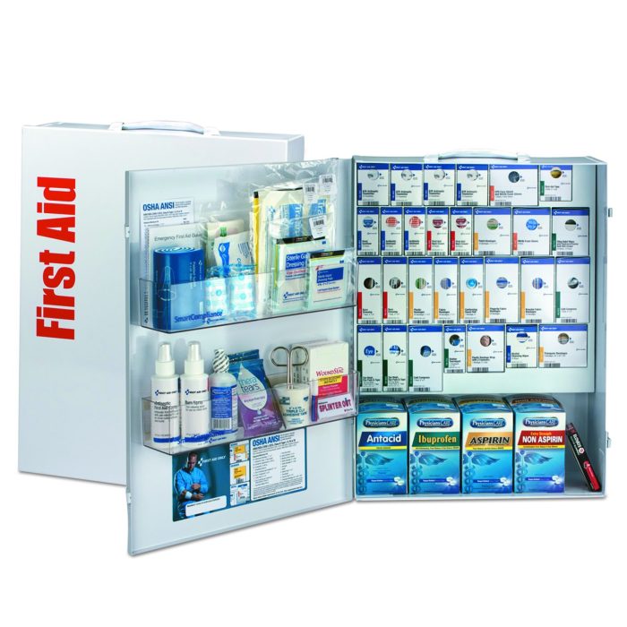 282497 ANSI 2021 SmartCompliance General Business First Aid Station for 150 People, with Medication, 925 Pieces, Metal Case - Image 1