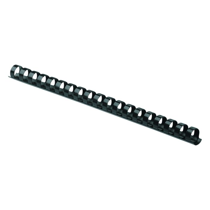 244937 Plastic Comb Bindings for 11 x 8.5 Documents, 19 Rings, 0.38" (55-Sheet) Capacity, Black, 25/Pack - Image 1