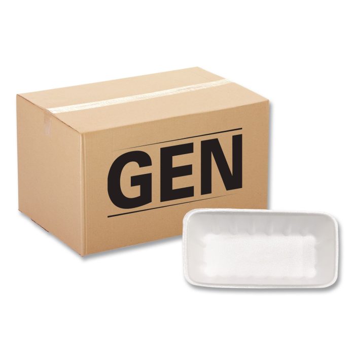 15186298 Meat Trays, #10K, 10.75 x 5.95 x 1.87, White, Foam, 250/Carton - Image 1