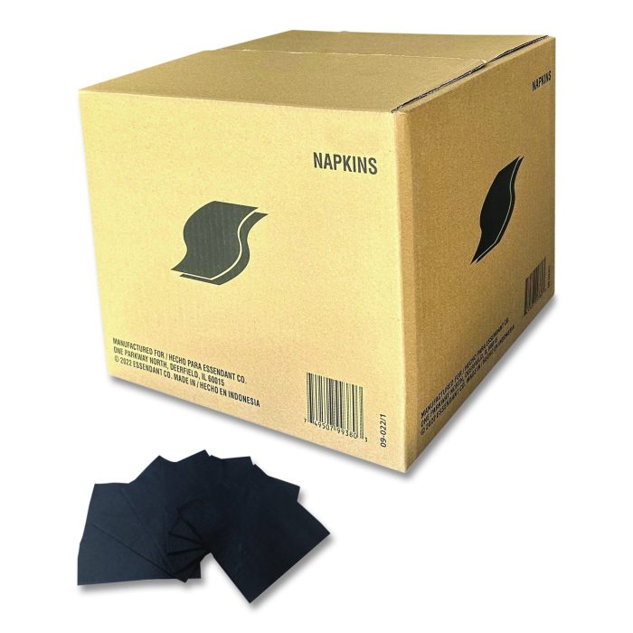 15106062 Cocktail Napkins, 1-Ply, 9 x 9, Black, 4,000/Carton - Image 1