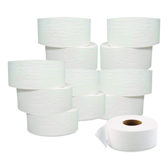 15169249 JRT Jumbo-Junior Bath Tissue, 2-Ply, 3.1" x 1,000 ft, White, 12 Rolls/Carton - Image 1