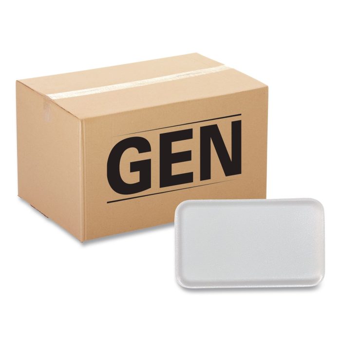 15186297 Meat Trays, #16S, 11.63 x 7.25 x 0.54, White, Foam, 250/Carton - Image 1