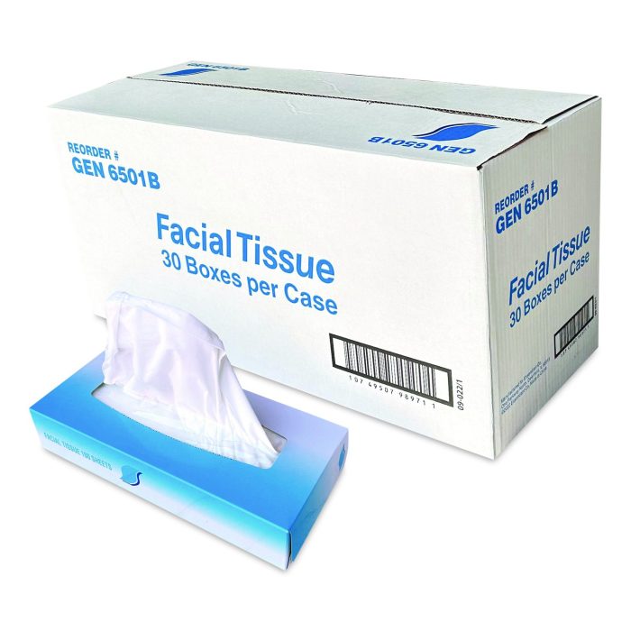 15169163 Facial Tissue, Flat Box, 2-Ply, White, 100 Sheets/Box, 30 Boxes/Carton - Image 1