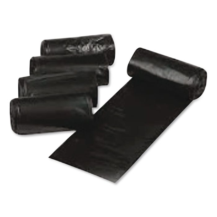 875014 Low Density Can Liners, 56 gal, 1.1 mil, 43" x 47", Black, Interleaved Roll, 20 Bags/Roll, 5 Rolls/Carton - Image 1