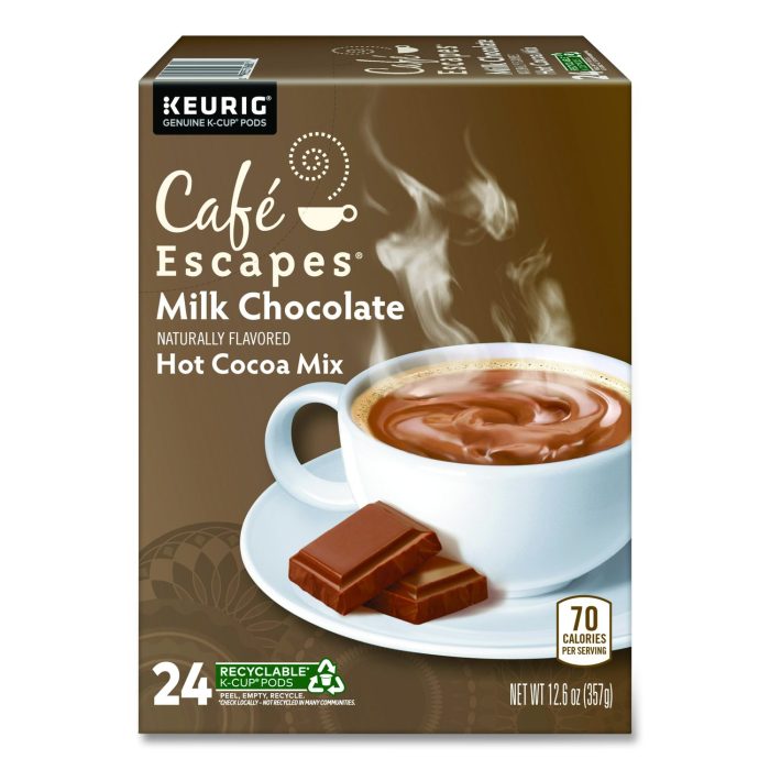895869 Cafe Escapes Milk Chocolate Hot Cocoa K-Cups, 24/box - Image 1