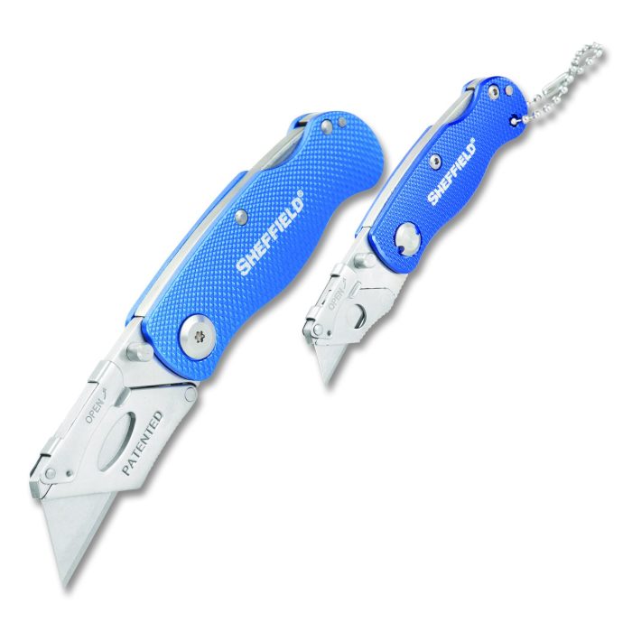 15027283 Folding Lock Back Utility Knife Set, 1 Standard, 1 Mini, Blue - Image 1