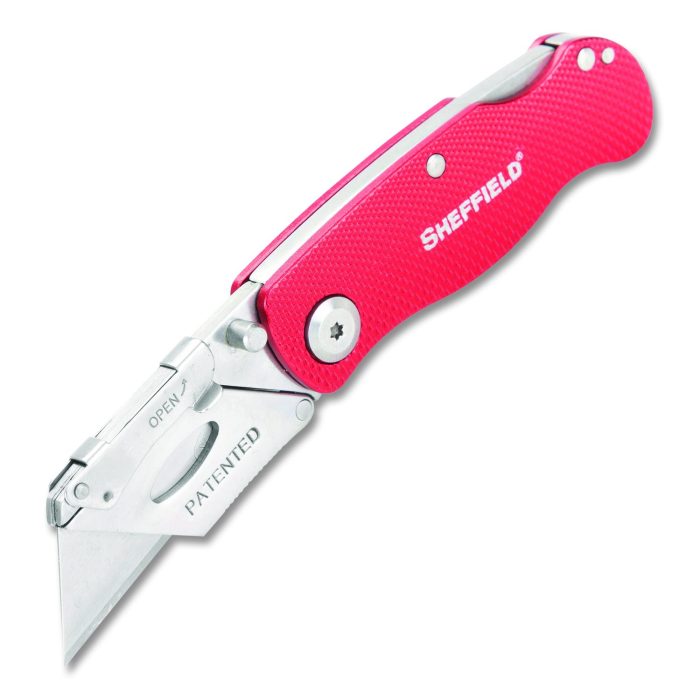 15027672 Quick Change Lock Back Utility Knife, 1.25" Blade, 3.5" Aluminum Handle, Red - Image 1