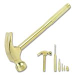 5-in-1 Carpenter's Hammer, Tool-Storage Nesting Handle with Four Screwdrivers, 8 oz Steel Curved Claw Head, 6.5" Gold Handle
