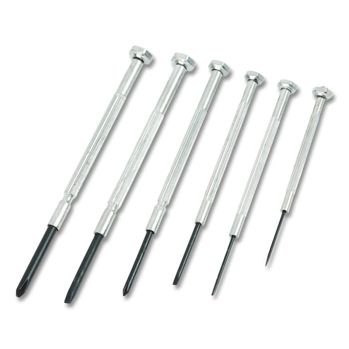 15027593 6-Piece Precision Screwdriver Set, Metric Slotted and Phillips, Polished Steel Handle - Image 1