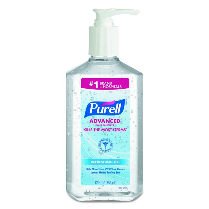 280820 Advanced Hand Sanitizer Refreshing Gel, 12 oz Pump Bottle, Clean Scent - Image 1