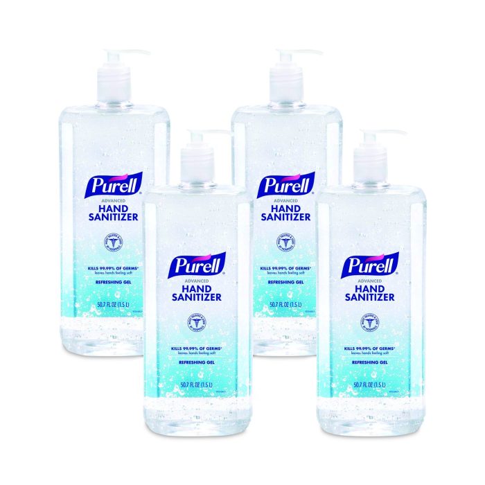 803771 Advanced Hand Sanitizer Refreshing Gel, 1.5 L Pump Bottle, Clean Scent, 4/Carton - Image 1