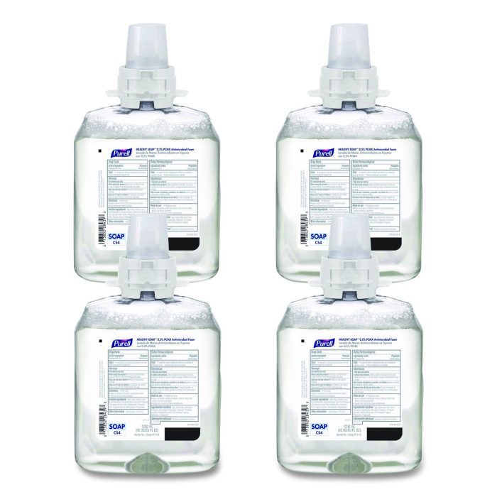 15049070 Healthcare HEALTHY SOAP 0.5% PCMX Antimicrobial Foam Refill, For CS4 Dispensers, Fragrance-Free, 1,250 mL, 4/Carton - Image 1