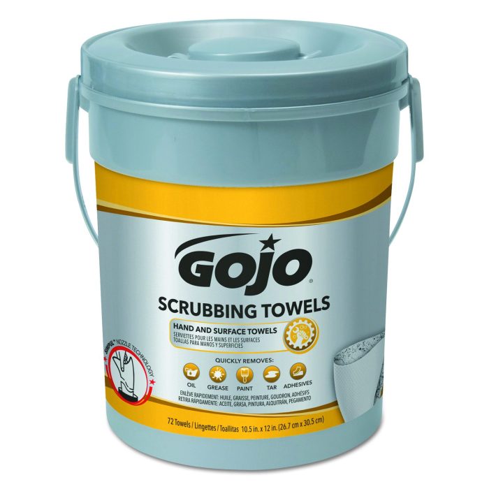 309298 Scrubbing Towels, Hand Cleaning, 2-Ply, 10.5 x 12, Fresh Citrus, Silver/Yellow, 72/Bucket - Image 1