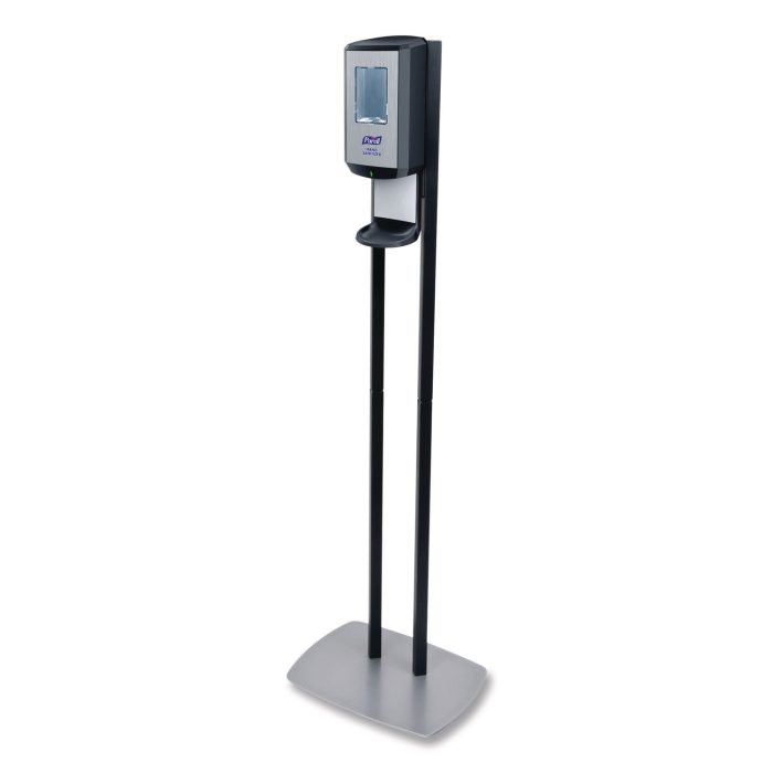 701247 Cs6 Hand Sanitizer Floor Stand With Dispenser, 1,200 Ml, 13.5 X 5 X 28.5, Graphite/silver - Image 1