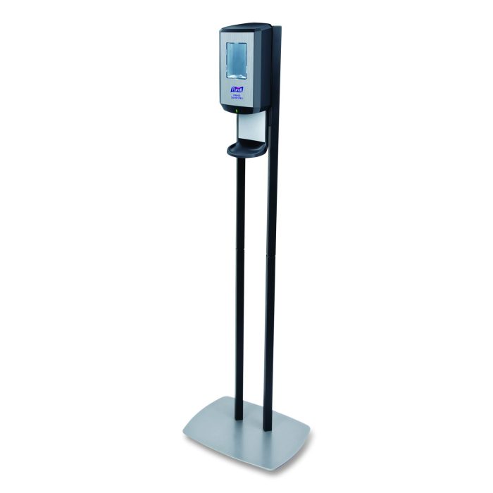 700934 Cs8 Hand Sanitizer Floor Stand With Dispenser, 1,200 Ml, 13.5 X 5 X 28.5, Graphite - Image 1