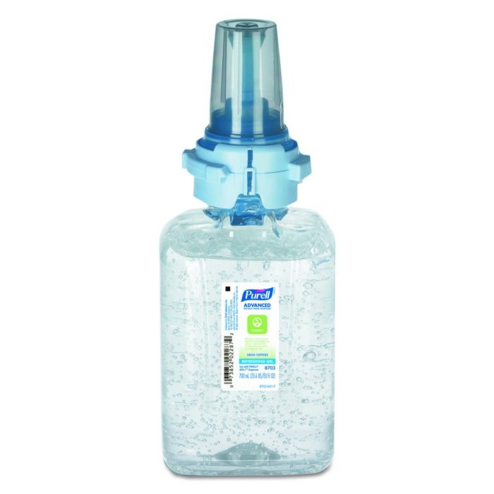 280372 Advanced Hand Sanitizer Green Certified Gel Refill, For ADX-7 Dispensers, 700 mL, Fragrance-Free - Image 1